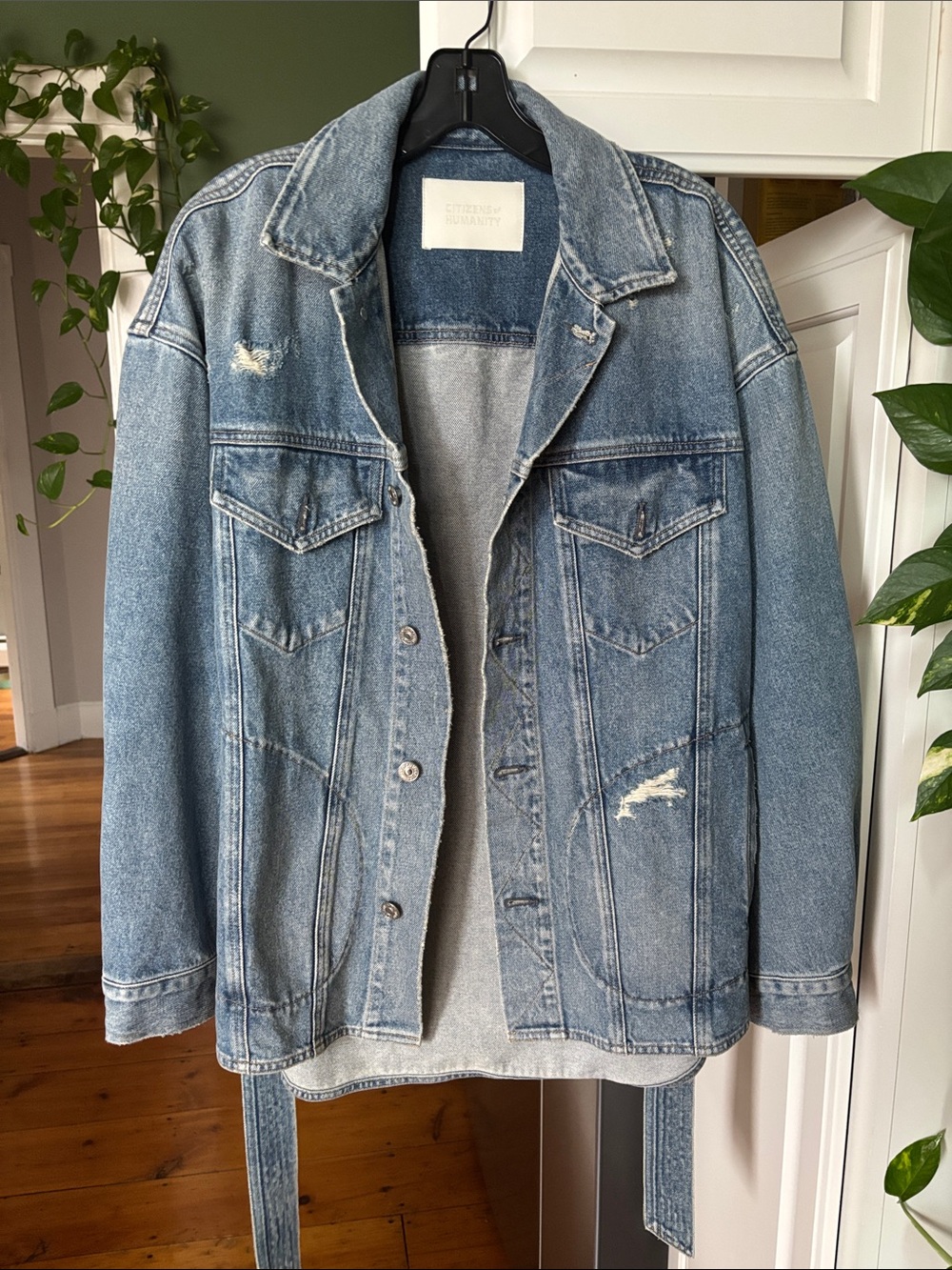 Citizens Of Humanity Oversized Light Blue Distressed Denim Jacket Size S